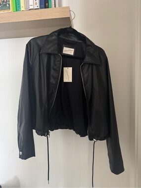 Universal Thread Black Faux Leather Zip-Front Jacket